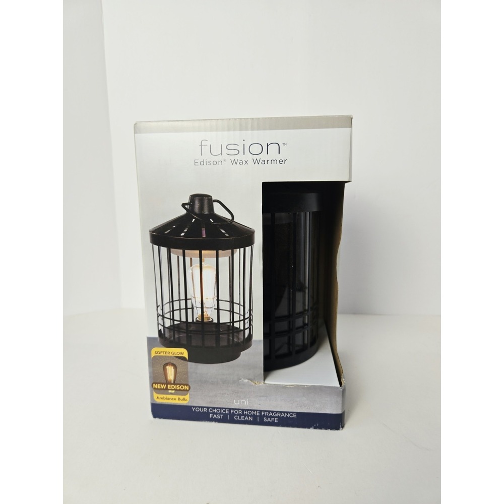Nautical Edison Wax Warmer Black Metal Glass NEW 7" Fusion
